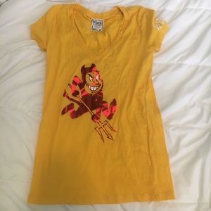 ASU sun devil Sparky PINK yellow Tee shirt